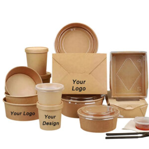 Food Container Fast Food Kraft Paper Chinese Food Packing Printing Paper Box Household Products Drinkware Service Brown Folders