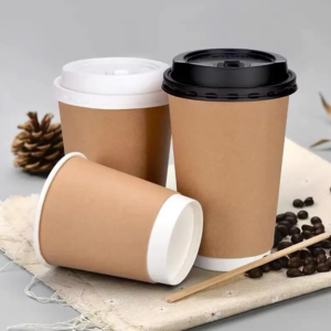 Hot selling disposable 100% biodegradable hot double wall coffee cup kraft paper cups 8oz 12oz 16oz