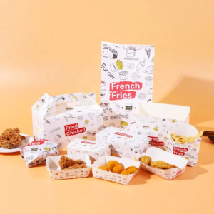 Customized Disposable Restaurant Food Grade Burger Box Greaseproof Paper Fried Chicken Fast Food Takeout Packaging